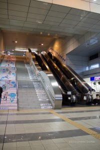 escalator and stairs at Chiba Monorail station