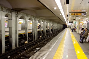 long empty subway station platform