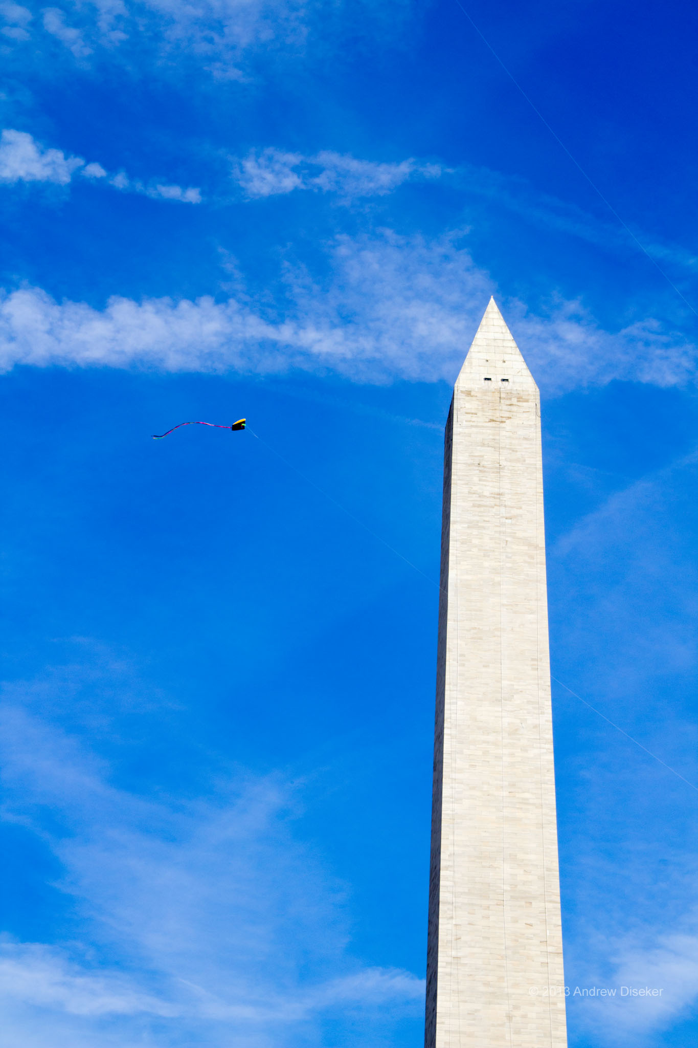 Kite in the sky next to Washington Monument